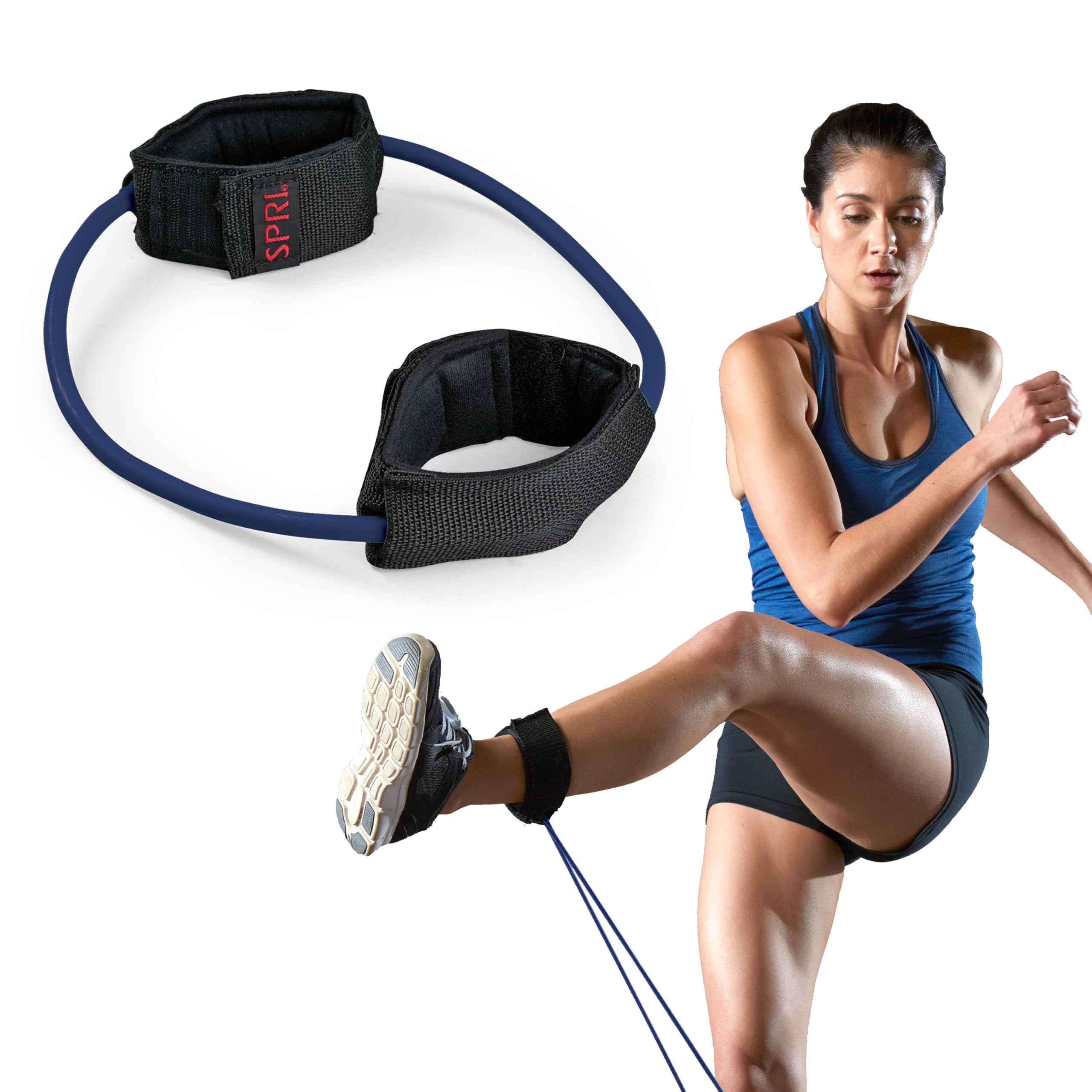 SPRI Xercuff Leg Resistance Band Exercise Cord with Non-Slip Padded Ankle Cuffs (All Bands Sold Separately) Portable for the Gym or At Home Workout Equipment