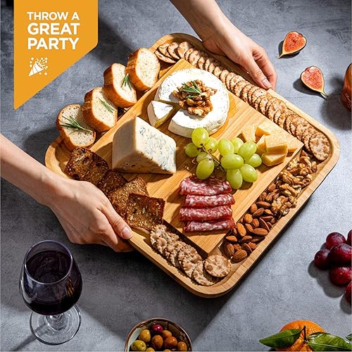 Miniatura 6 de Premium Cheese Board and Knife Set - Bamboo Wood Charcuterie Board Set  Cheese Board Accessories Set - Kitchen Wine  Meat Cheese Serving Platter -