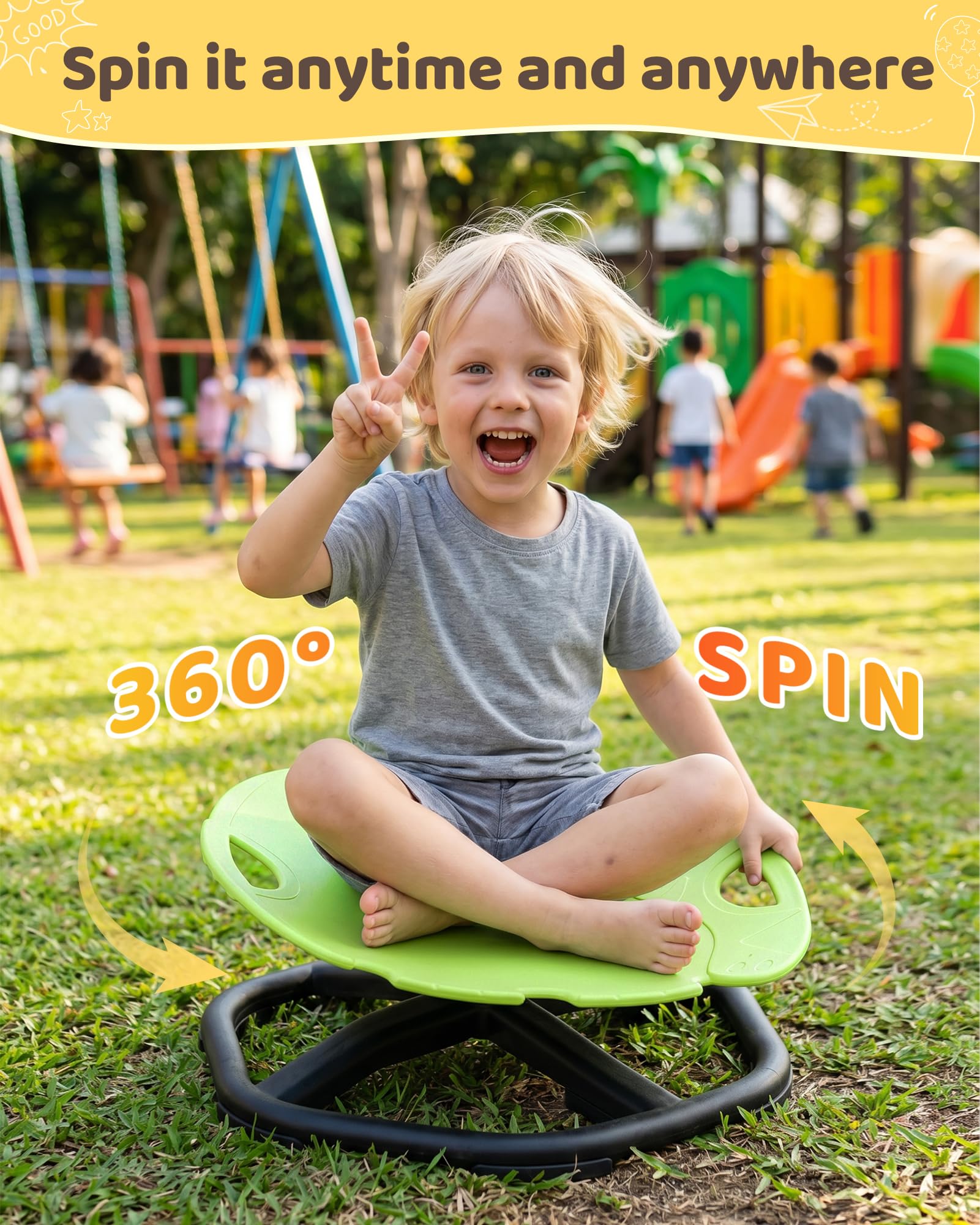 BEJOY Silla giratoria para niños – Silla giratoria para autismo, juguete para entrenamiento de coordinación en interiores y exteriores, juguete sensorial para niños