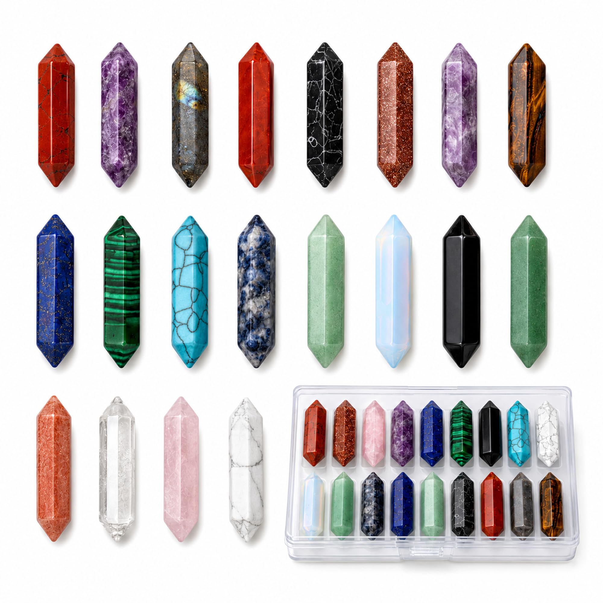 Imagen de catálogo asociada a SaiXuan 20 Pcs Cristales Curativos Piedras,7 Piedras Chakrass para Alineación de Chakras, Medit
