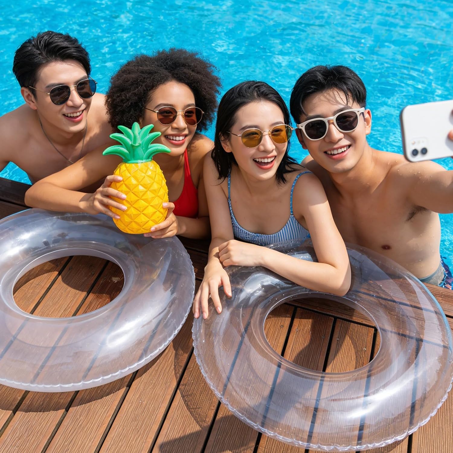 8 Pcs Inflatable Pool Float 28 Inches Clear Swim Tubes Bulk for Adult | Pool Inner Tube for Beach, Swimming Pool, Women Men, River Lake, Summer Vacation, Outdoor Birthday Party Decorations