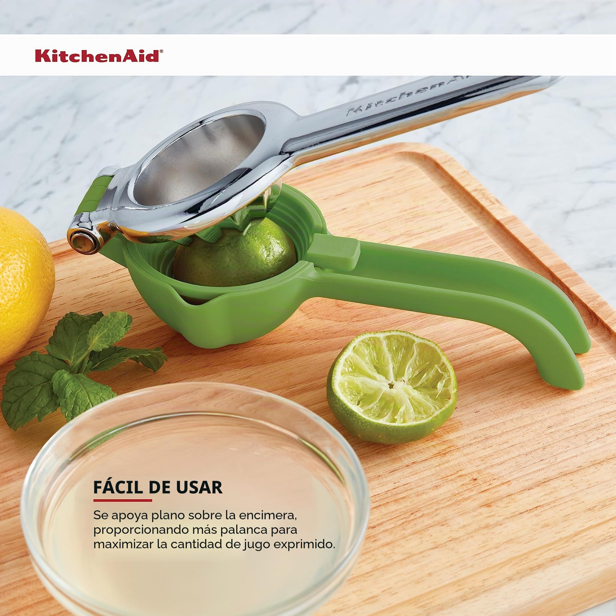 KitchenAid Exprimidor de jugo de cítricos para limones y limas con recogedor de semillas y boquilla de vertido, 8 pulgadas