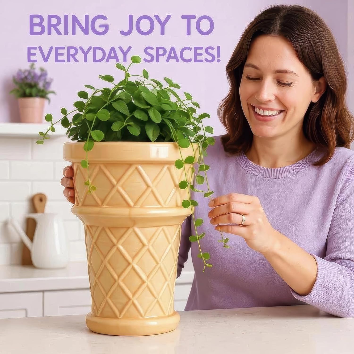 Nebula Colors Giant Ice Cream Cone Flower - Large Planter 12' Tall Quirky Home Decor - Indoor Outdoor Planter for Ice Cream Cone Decor Lovers - Retro Decor - Unique Finds (Giant Size)