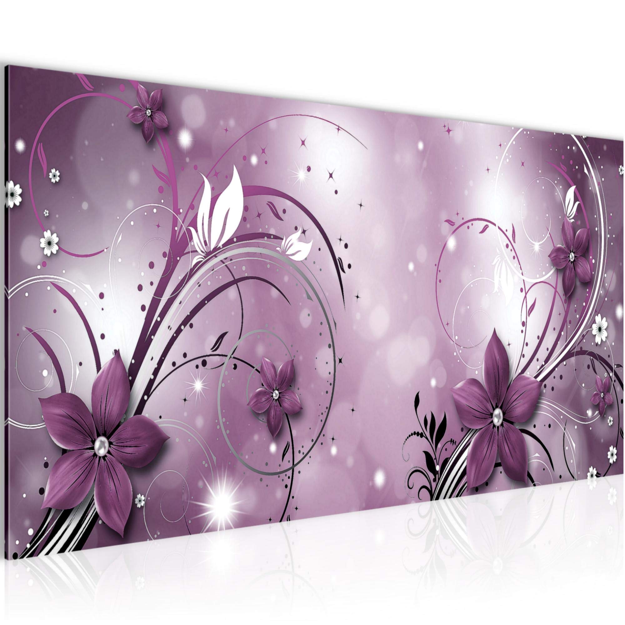 Runa Art Quadro Fiori Astratti Su Tela Non Tessuta 5 Pezzi - Viola, Per Camera Da Letto E Corridoio