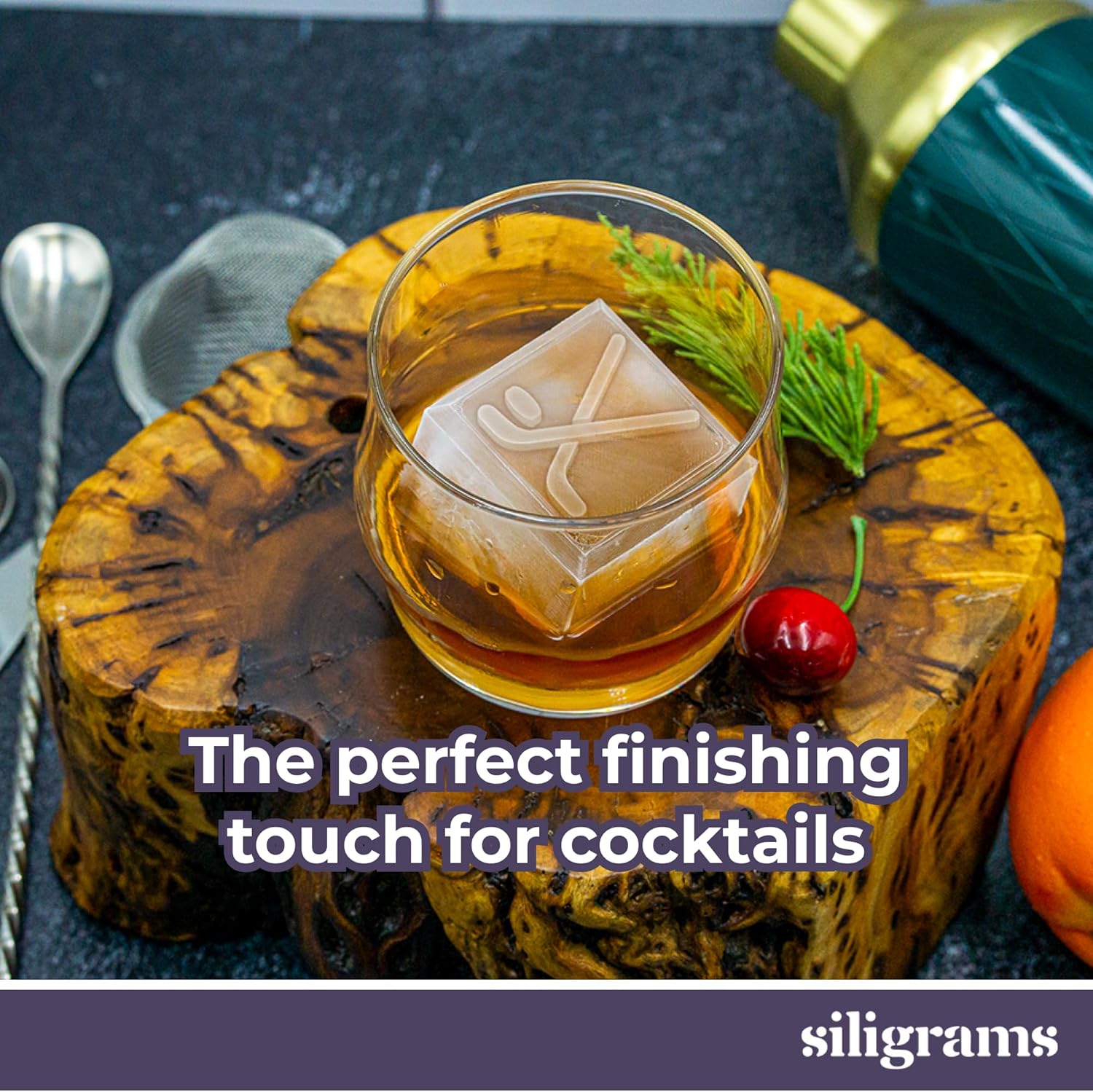 SILIGRAMS Hockey Ice Cube Mold – 2” Custom Whiskey & Cocktail Ice Tray – Personalized Silicone Ice Cube Mold – Gift for Hockey Fans, Players & Coaches – Reusable Ice Mold