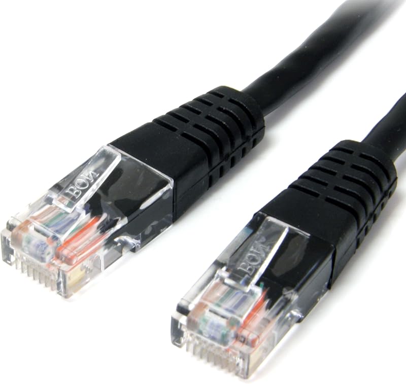 StarTech Cable Ethernet Cat5e sin enganches de 10 pies, PoE, negro (M45PATCH10BK) | RJ45 chapado en oro, cable de conexión, cable Ethernet, red, velocidades de 5 Gbps, cobre 24 AWG, moldeado