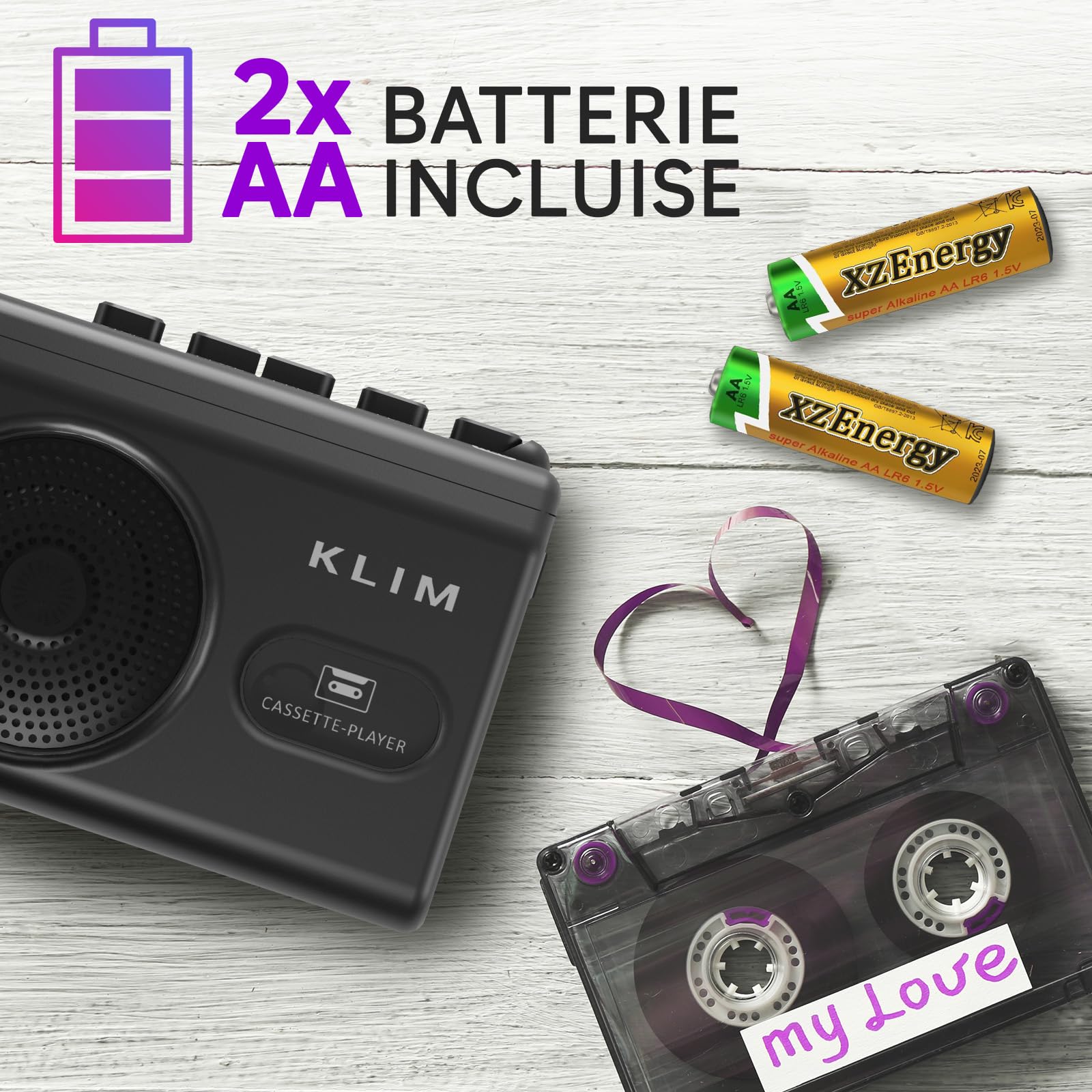 Lettore Cassette Audio e Registratore Cassette KLIM K9 Portatile con Altoparlante Integrato e Microfono