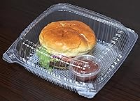 Vista 44 de Daxwell 8 x 8 x 3 pulgadas con bisagras de plástico (OPS) recipientes para llevar, microondas, E10005891 (caja de 200)