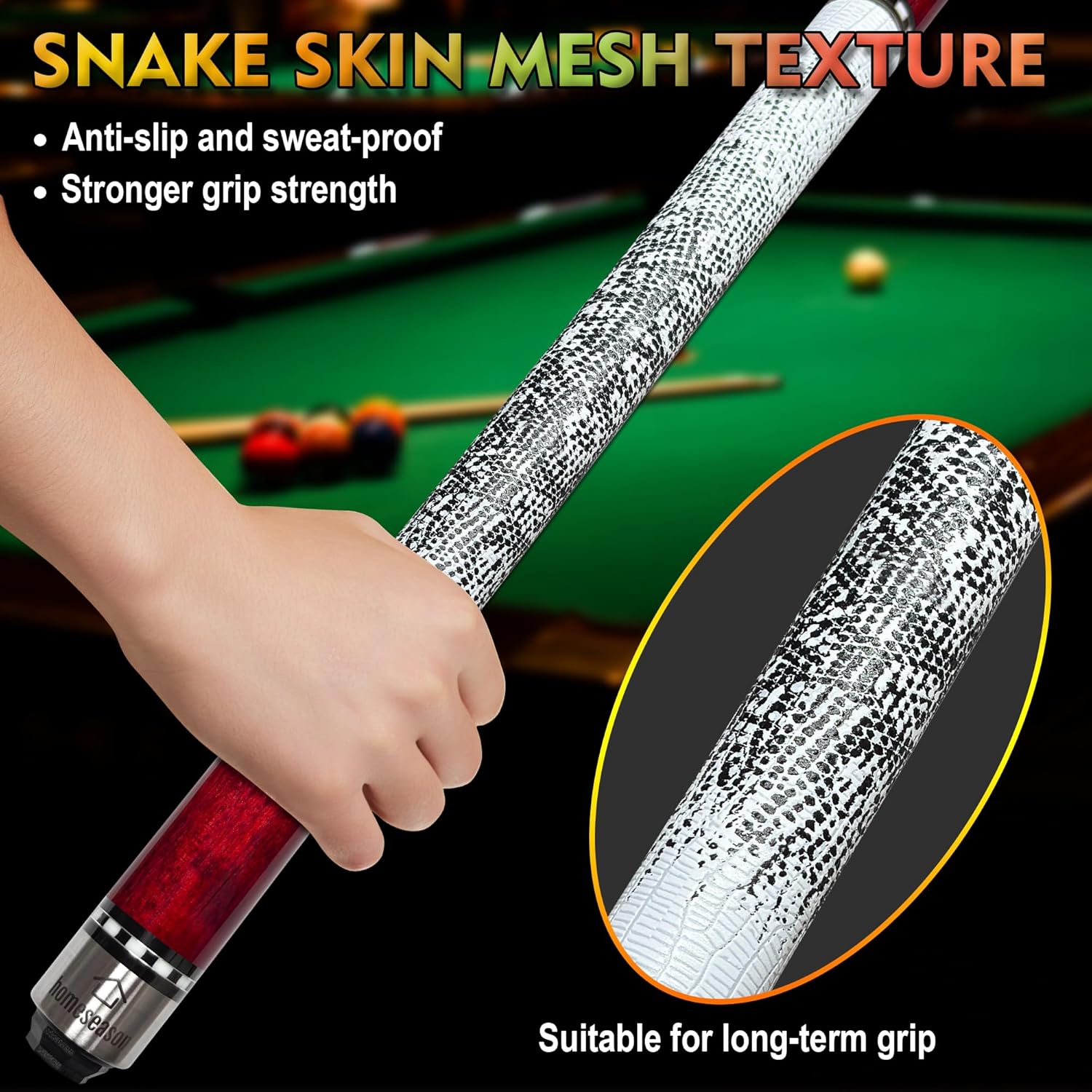 HomeSeason 58in Pool Cue Stick Canadian Maple Wood 13mm Tip - 18oz Perfect for Precision Play, Low Deflection Pool Cue for Enhanced Accuracy