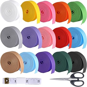 15 Rolls Nylon Webbing 1 Inch - 5 Yards Nylon Strap Webbing Straps for Bags Backpack Pet Climbing Belt Crafting DIY,Indoor Outdoor Accessories Supplies
