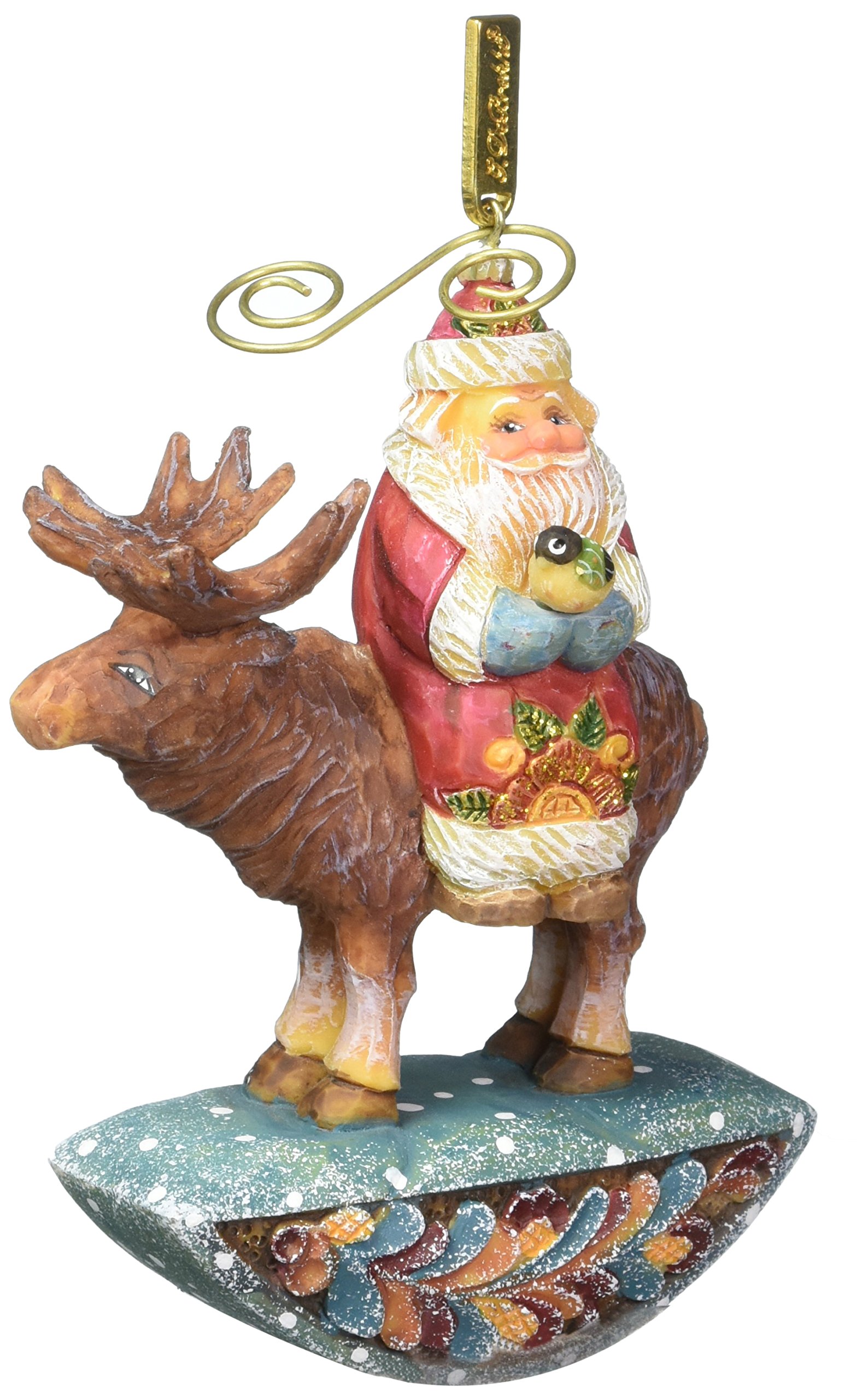 G. Debrekht Santa on Moose Figurine Ornament