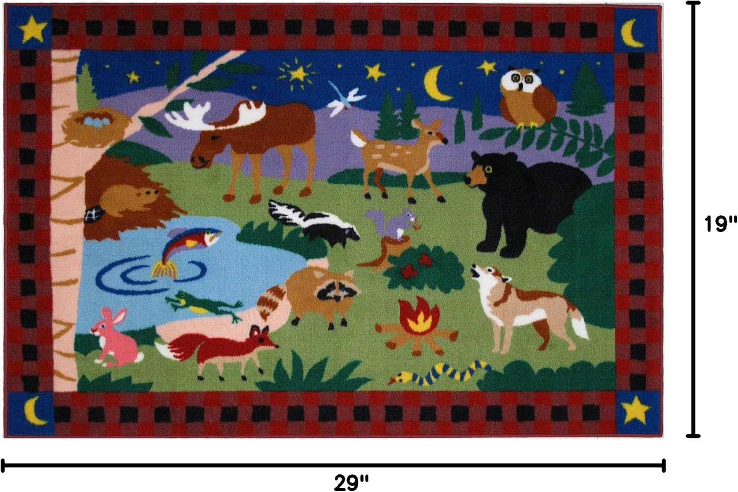 LA Rug Olive Kids Camp Fire Friends Rug 19"x29"