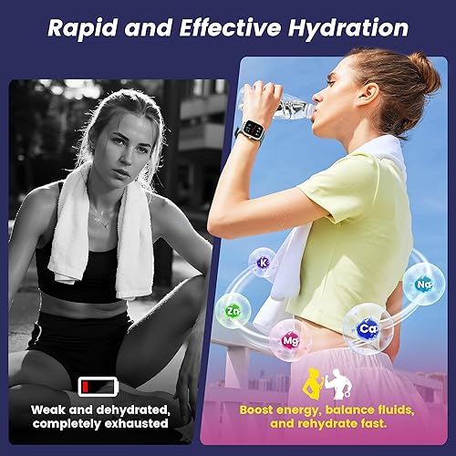 Miniatura 5 de 24 paquetes de electrolitos en polvo, 7 sabores sin azúcar, paquetes de hidratación líquida diaria IV, baja en sodio, lima limón, sandía, fresa,