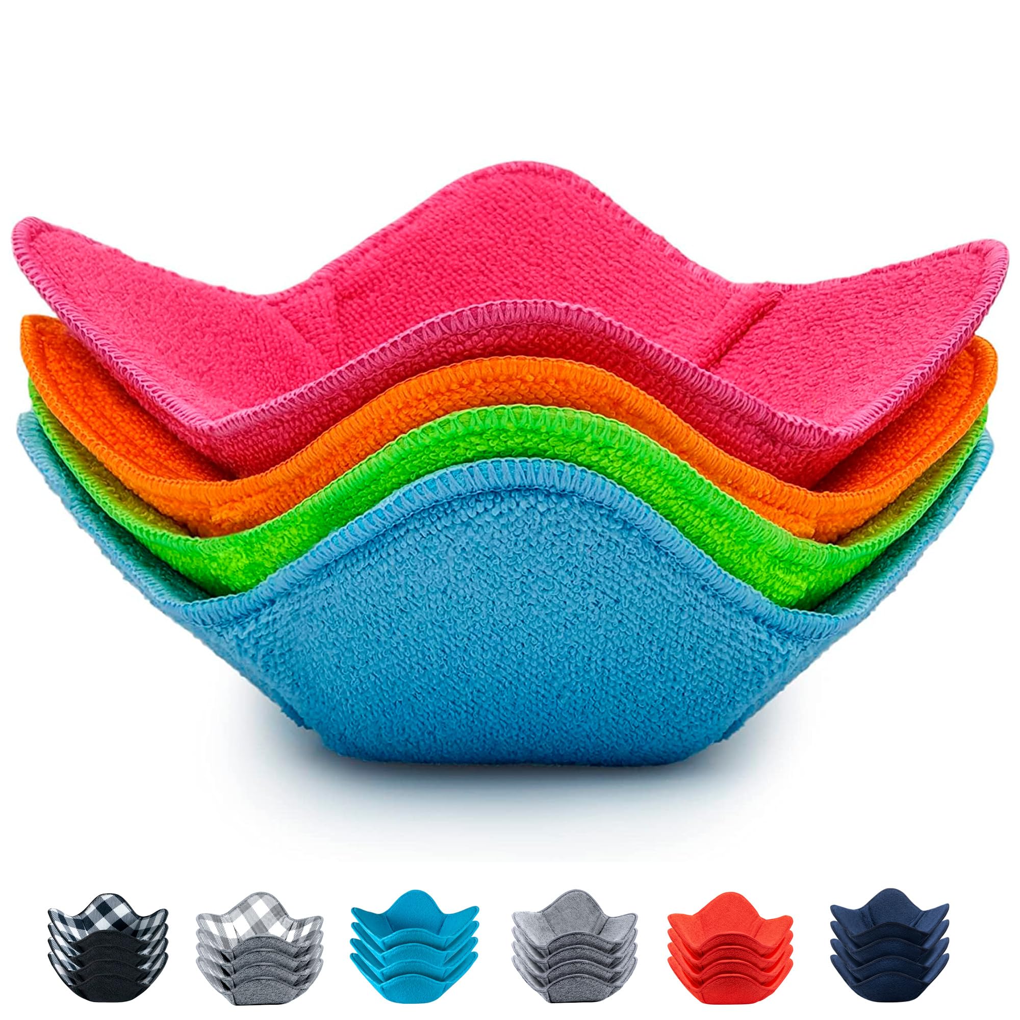 Aticca Mix Microwave Bowl Cozy Holders For Hot Food Set Of 4 Hot Pads For Bouillon Cups Multipurpose Heat Proof Plate Holder