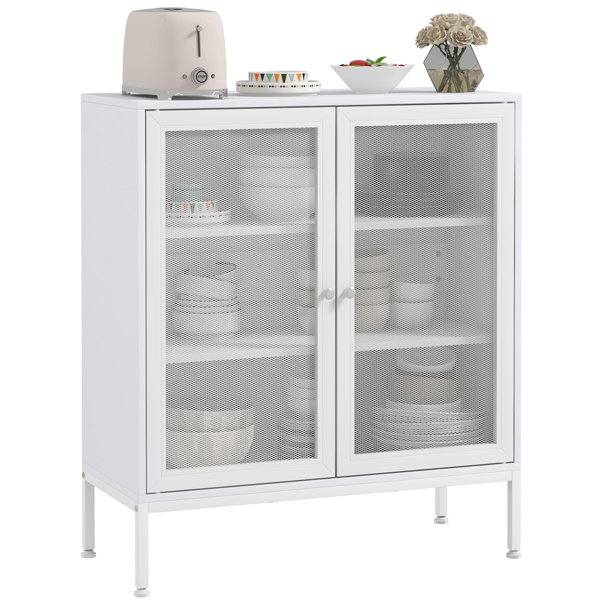 HOMCOM Bufet 2 Drzwi Kuchenny Nowoczesny 80x37x92 cm Biały