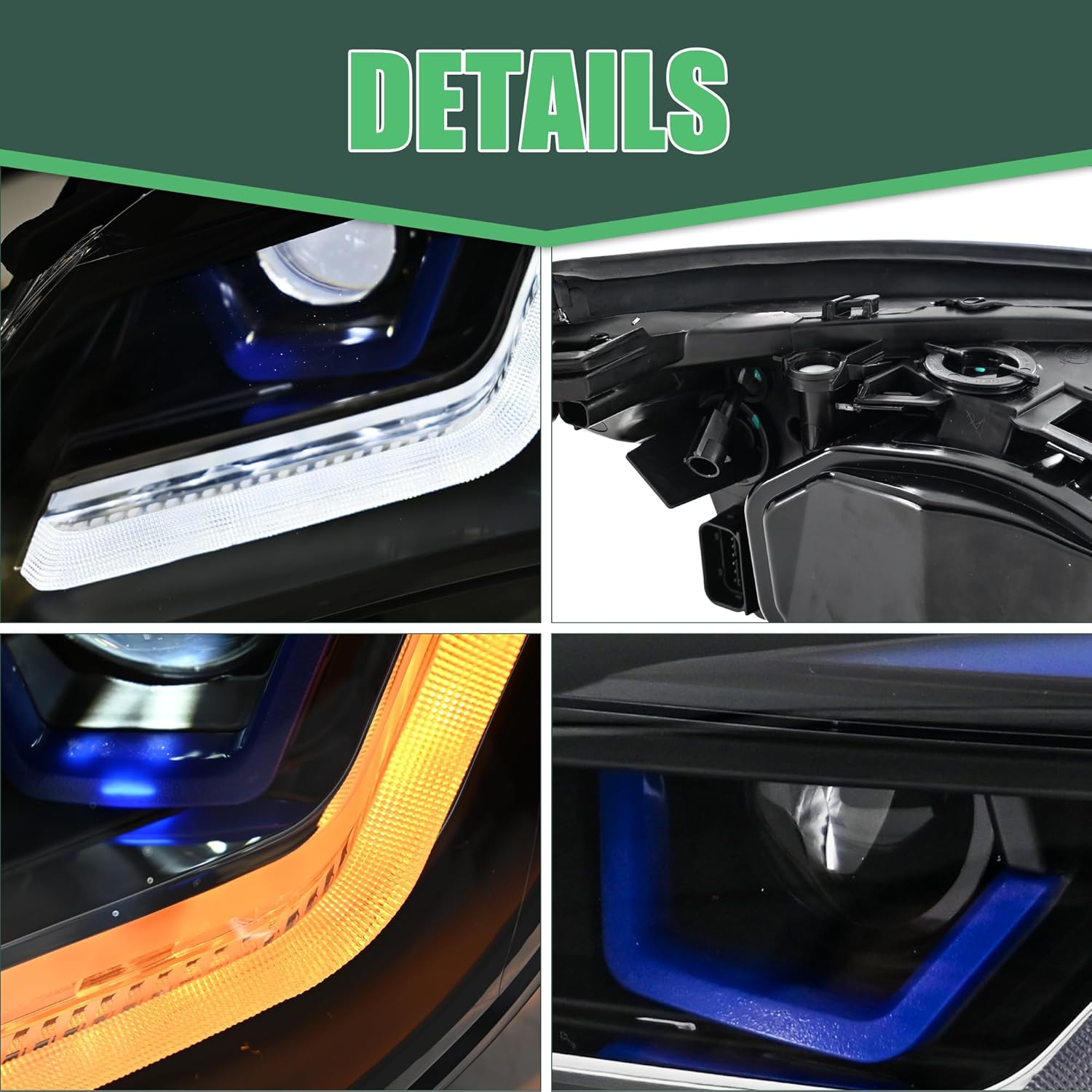 letsdate Projector Headlights Compatible For Bimmer 5-Series E60 M5 Sedan E61 M5 Touring 2005-2010 LCI w/Dynamic Animation w/Amber Turn Signal, Plug and Play Sold as Pair