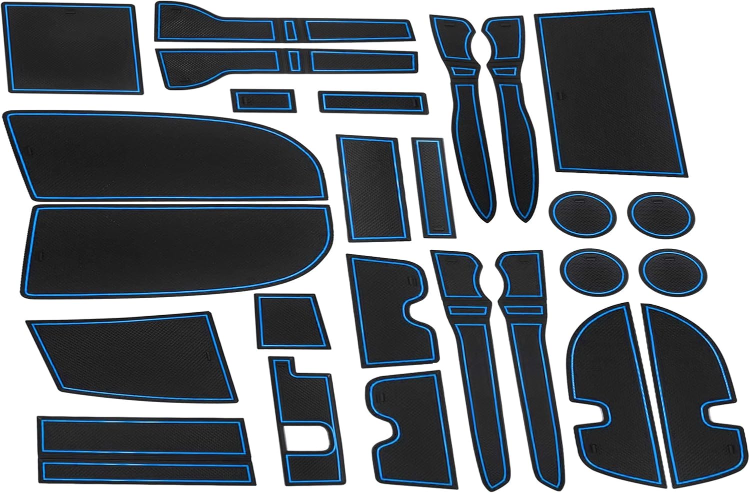 SENSHINE for Toyota 4Runner Accessories 2010-2021 2022 2023 2024 Cup Holder Inserts, Center Console Shift Liner, Door Pocket Slot Mats Non-Slip Anti Dust Pad Custom Interior 26Pcs (2 Row, Blue Trim)