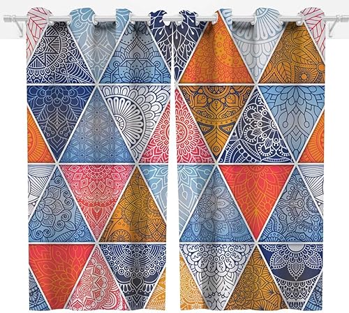 Miniatura 8 de Cortinas bohemias con diseño de pétalos de rosa para sala de estar, 2 paneles, cortinas opacas con patrón de damasco (85 pulgadas de ancho) x 85