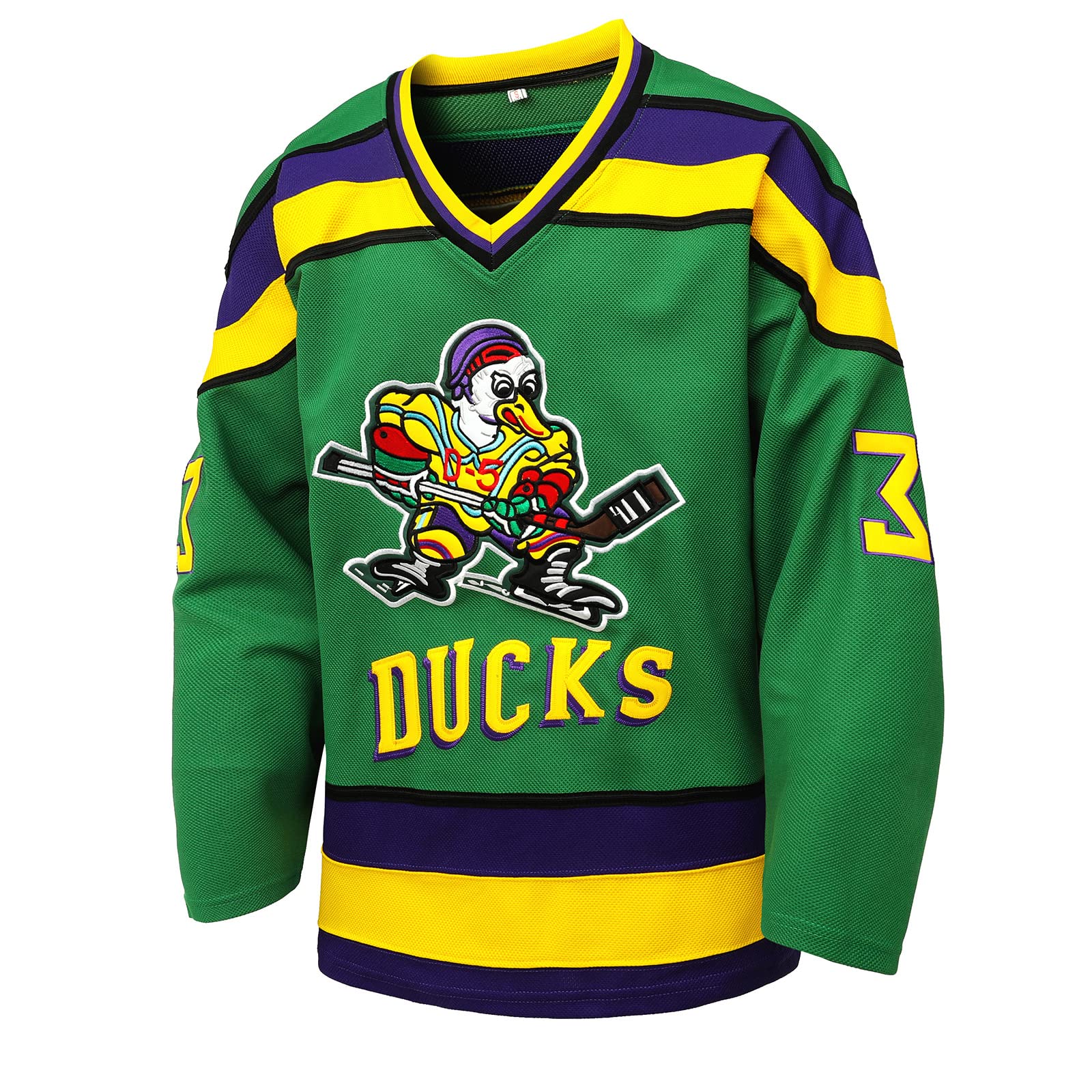 UNLC Ducks Inspired Blank Hockey Jersey with Stripes – Authentic Stitched, Breathable Mesh and Durable Polyester, White, Small