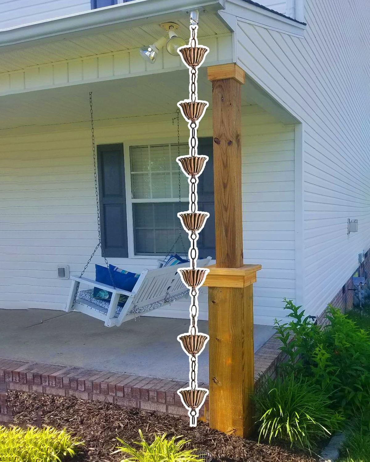 YNBSHGAA Rotating Rain Chain Waterfall for Porch Gazebo Villa, Extra Long Rainwater Catcher Enhances Downspout Drainage,Style2-8m (26.2ft)