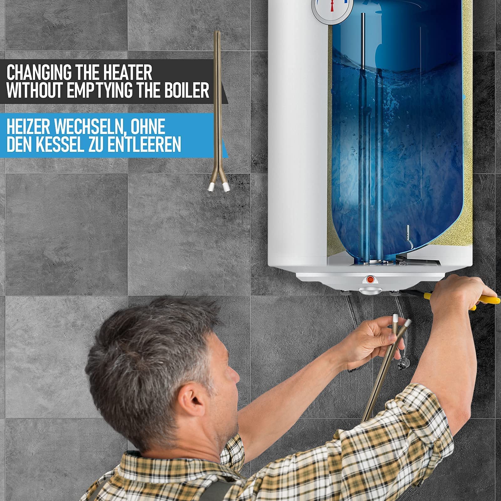 Aquamarin® Chauffe-Eau Électrique - Modèle ANTI-CALCAIRE, Réservoir avec Capacité de 100 Litres, Thermostat à 75°C, 1.5 kW, CEE : C - Ballon d'Eau Chaude
