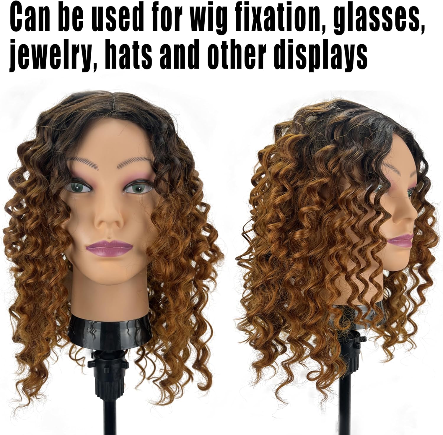 Bald Mannequin Head Stand Professional Cosmetology Wig Training Head for Wig Making and Display Hat Glasses Scarf Jewelry Model Head with Free Clamp