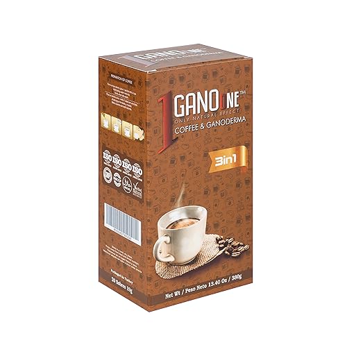 Miniatura 2 de 3 cajas GanoOne 3 en 1 de café instantáneo de hongos Reishi - con extracto orgánico de ganoderma - Mezcla con crema y azúcar - Fácil de usar 20