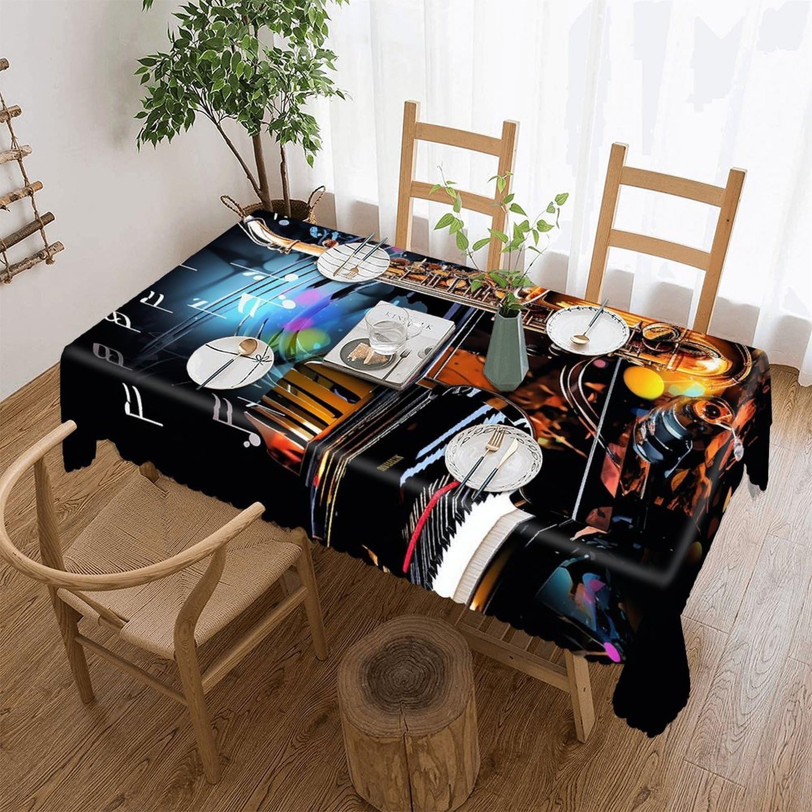 Nappe saxophone et piano : la solution lavable anti-tache pour table de fête