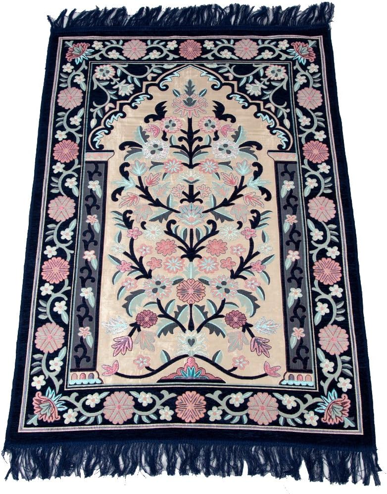 Sajda Rugs Prayer Rug Janamaz Sajadah Namaz Sajjadah Ramadan Eid Gifts Prayer Mat Made in Turkey (Blue)