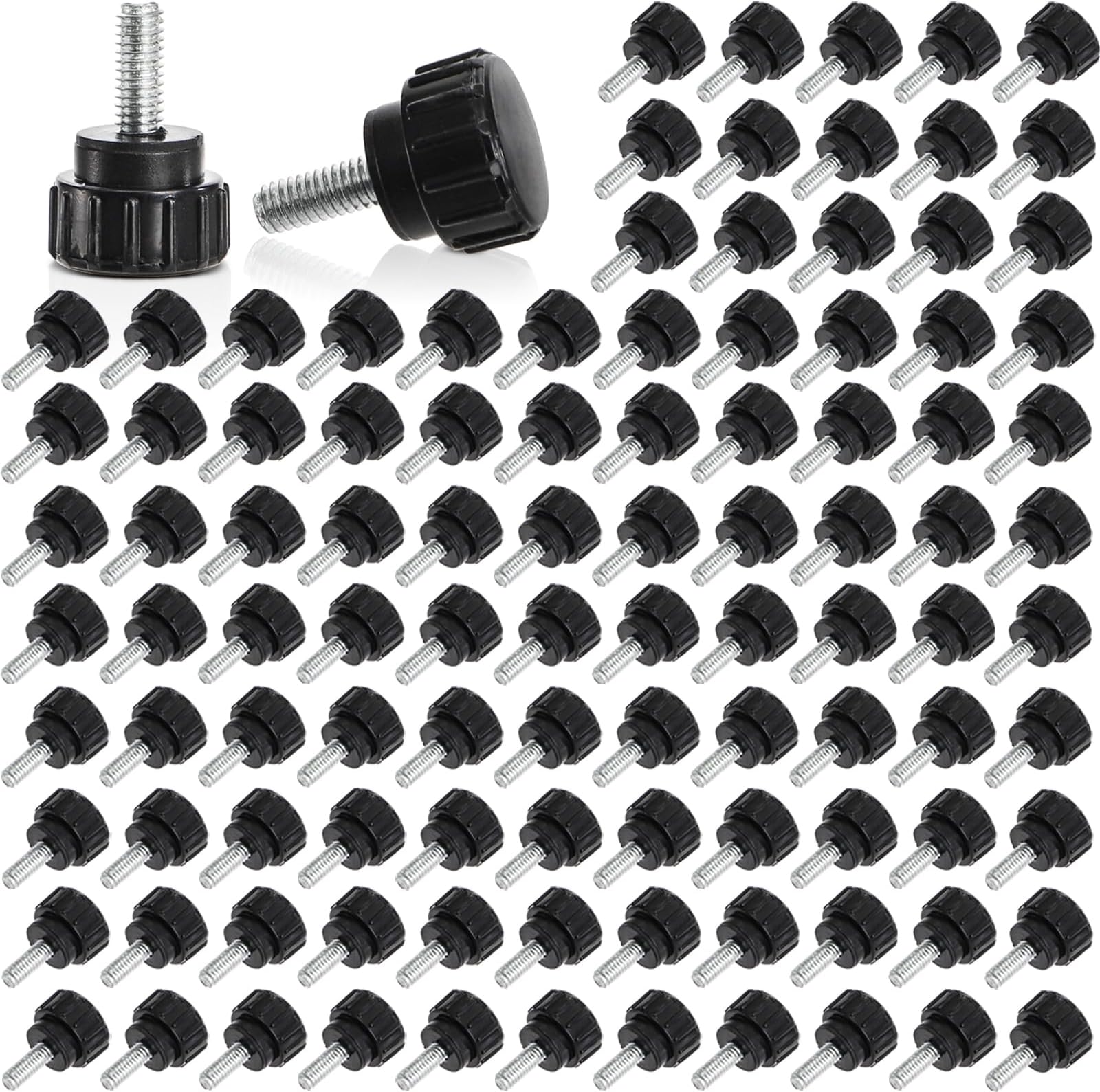 Cididu 100 Pieces M4 x 10 mm Thumb Screw, Carbon Steel Threaded Knurled Knob Screws, Reusable Round Clamping Screws for Quick Replacement, Mounting Screws Grip Knobs for Most Stand and Machine