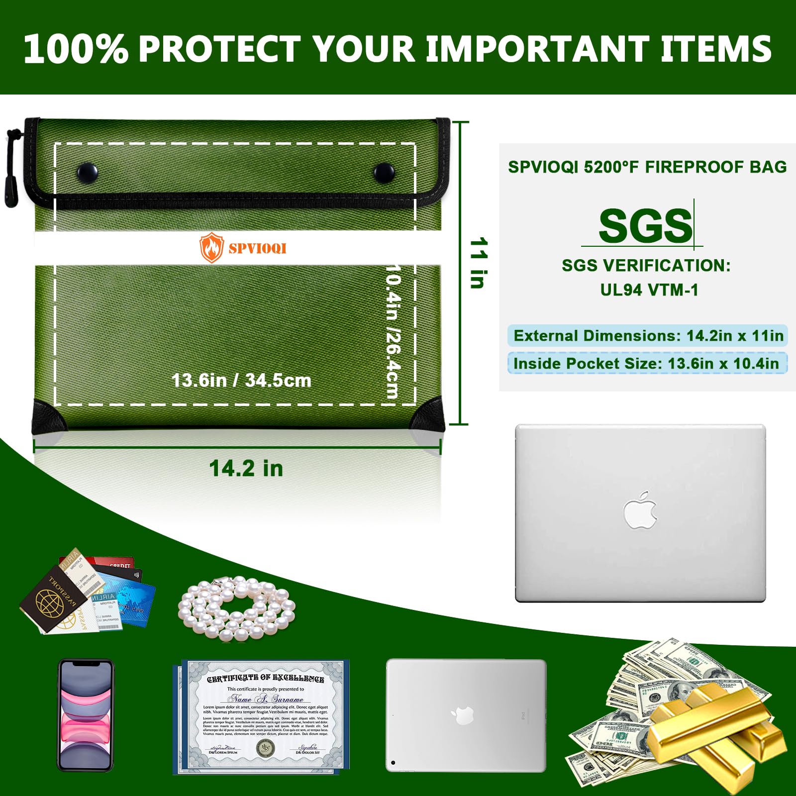 Fireproof Document Bag - 5200°F Protection -5 Fireproof Document Bag - 5200°F Protection -5