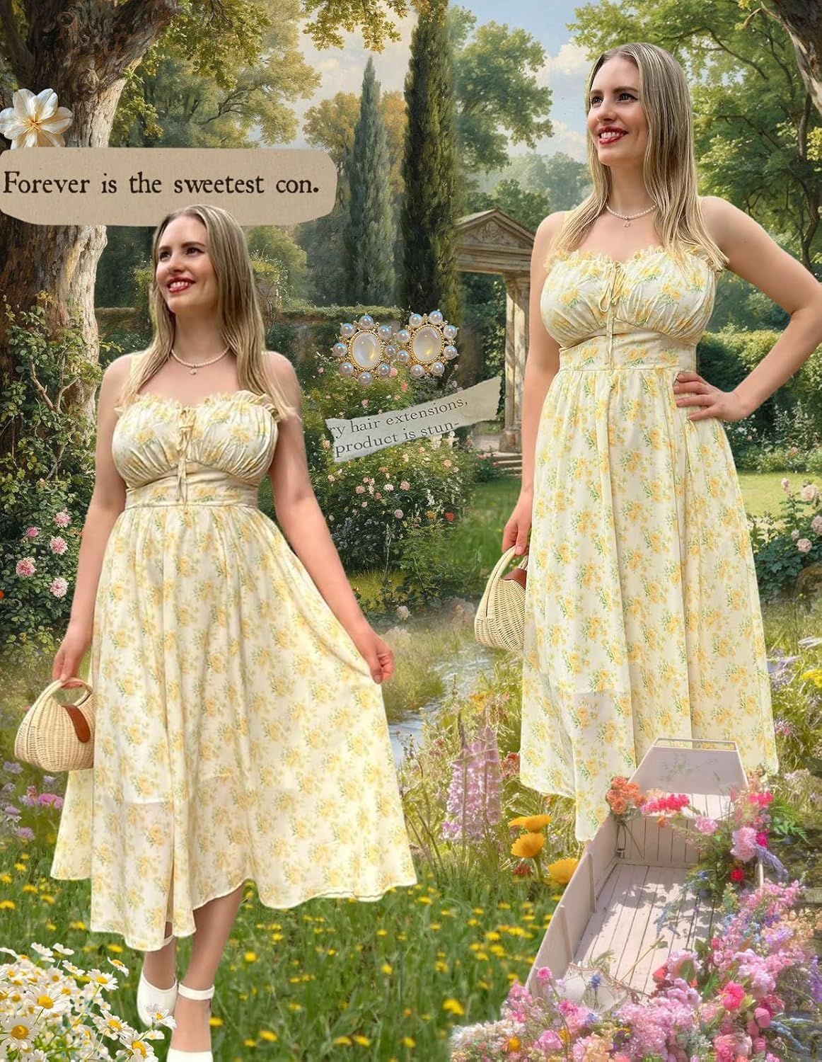 Scarlet Darkness Summer Dresses for Women 2026 Floral Corset Dress Long Milkmaid Dress with Pocket - Image 9