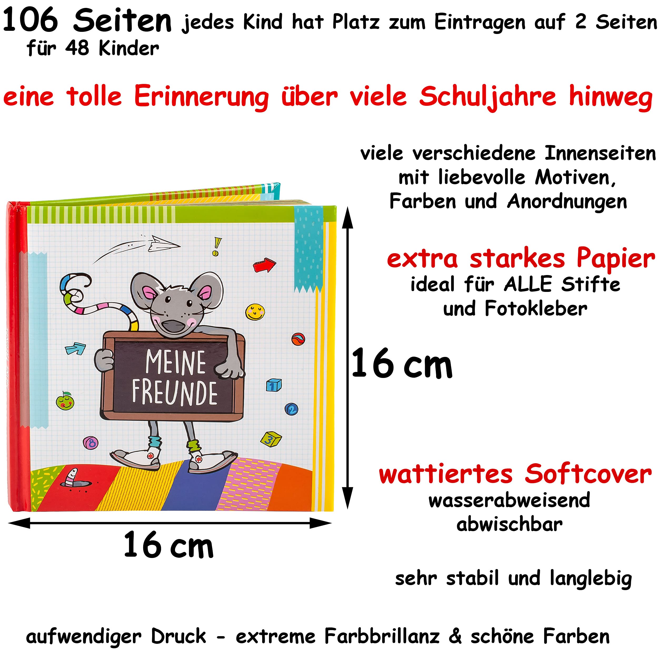alles-meine.de GmbH XXL Set: Schule & Schulanfang Artikel frei wählbar Freundebuch/Malrolle - inkl. Name - Lernspiel - Malunterlage - Stundenplan/Wochenplaner - Waschflec..