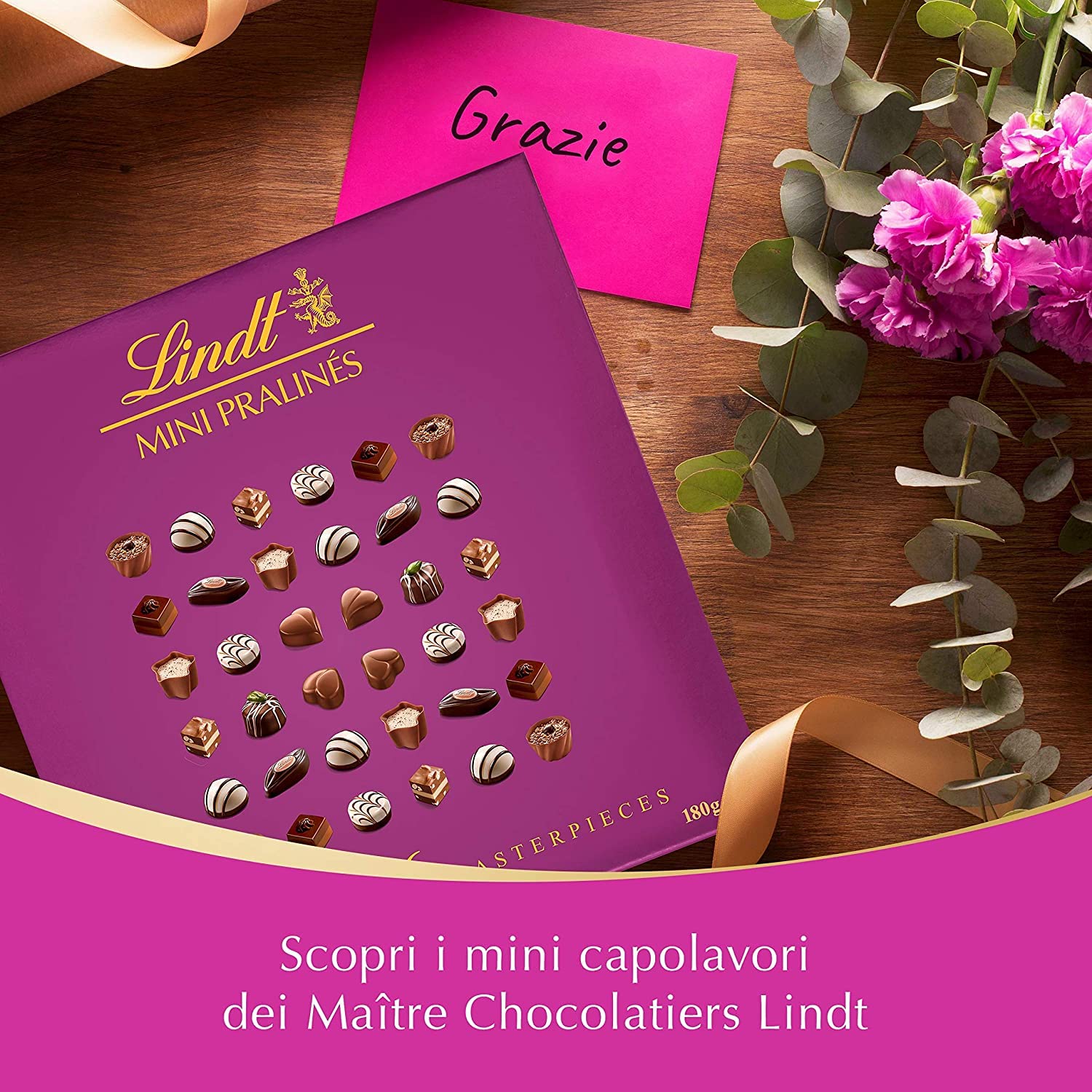 Lindt - Juego de 3 mini bombones (tamaño XL, 180 g)