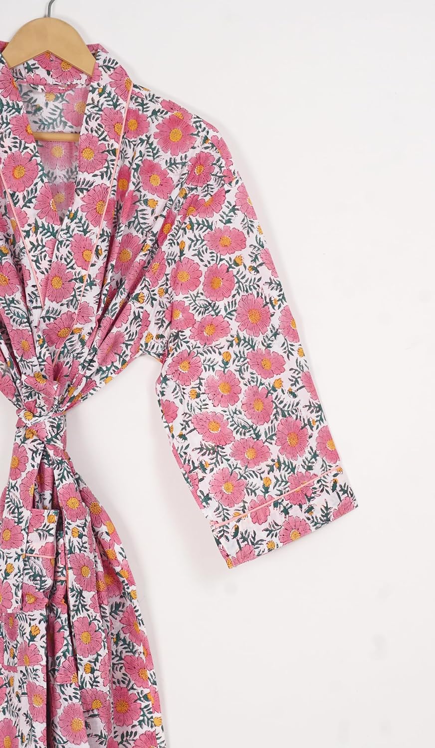 Cotton Hand Block Print Womens Bathrobes| Lightweight Bathrobes| Women Sleepwear Robes| Kimono Robe| Dressing Gown