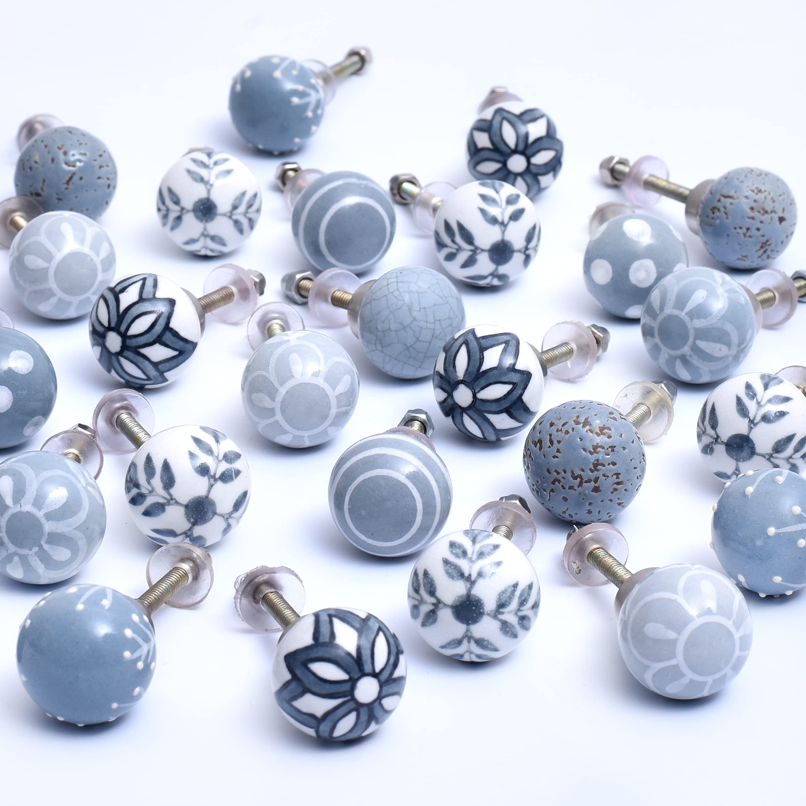 Gray Ceramic Cabinet Knobs- Dresser Knobs 6 Pack- Drawer Pulls- Vintage Knobs- Decorative Knobs- Gray Drawer Knobs- Kitchen Cabinet Knobs- Knobs Pulls- Gray White Cabinet Pulls- Door Handles 1" (B0BM9VK1GD) Amazon Price History, Amazon Price Tracker