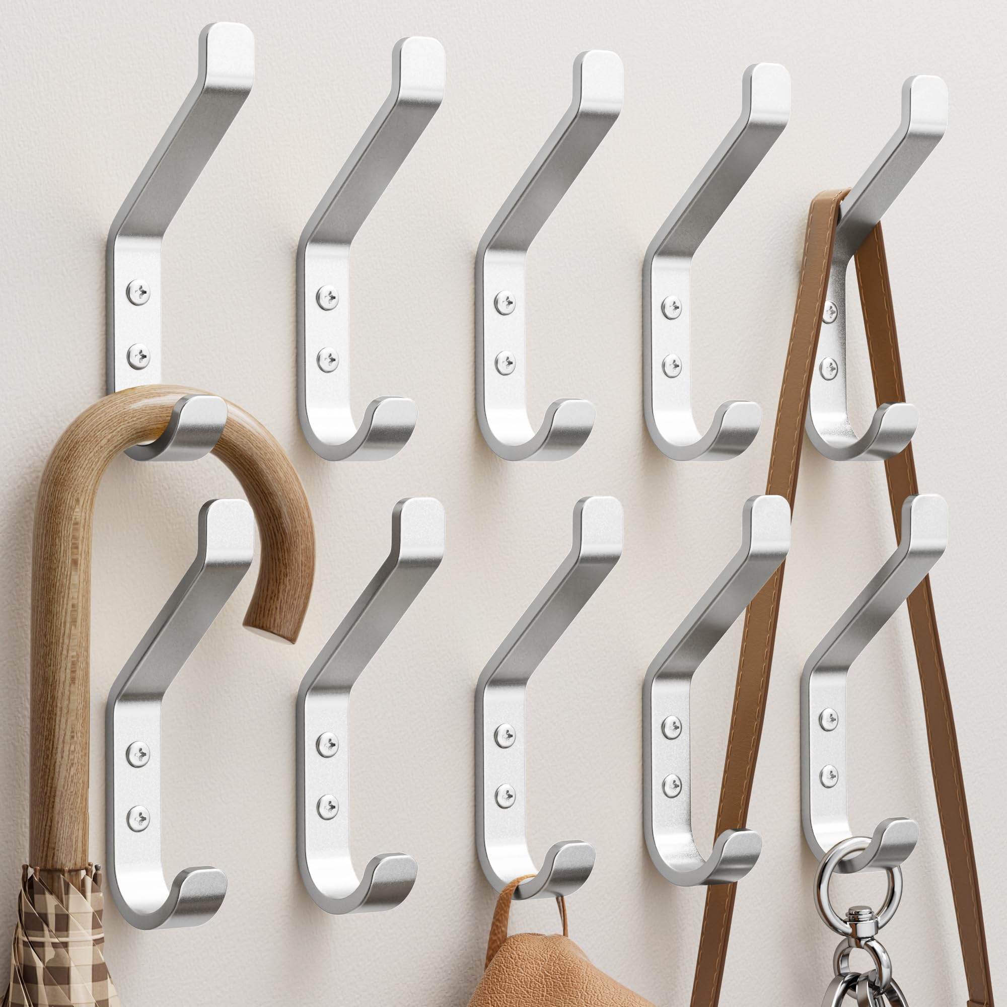 Ganci Da Parete 15 Pezzi - Appendiabiti In ABS Con Adesivo, Nero E Bianco