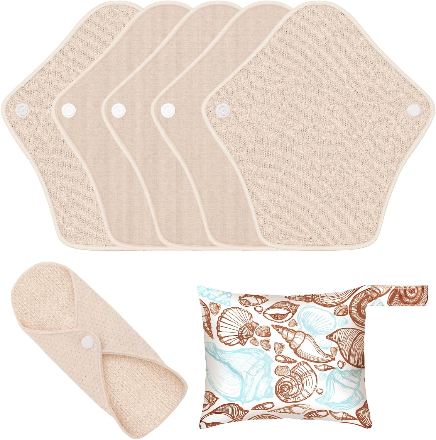 Washable Sanitary Pads Set,5Pcs Reusable Sanitary Napkin, Menstrual Panty Pads for Girls/Women, Leak-Proof, Washable, Soft, Absorbent - Intimate Set with 1 Waterproof Storage Bag