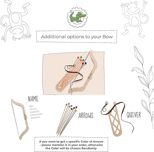 Miniatura 4 de Juego de madera personalizado con arco y flecha para niños, juego de tiro con arco al aire libre para niños con grabado de nombre, tiro con arco