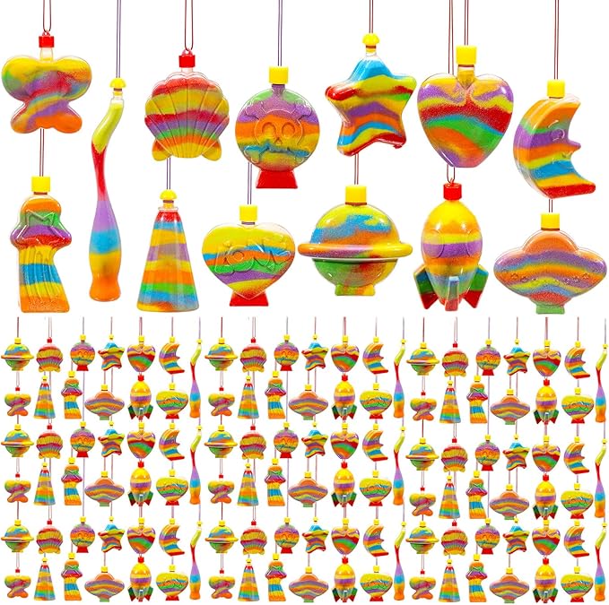 Lallisa 130 Set Sand Art Kit for Kids Bulk Sand Art Bottle Necklaces Assortment for