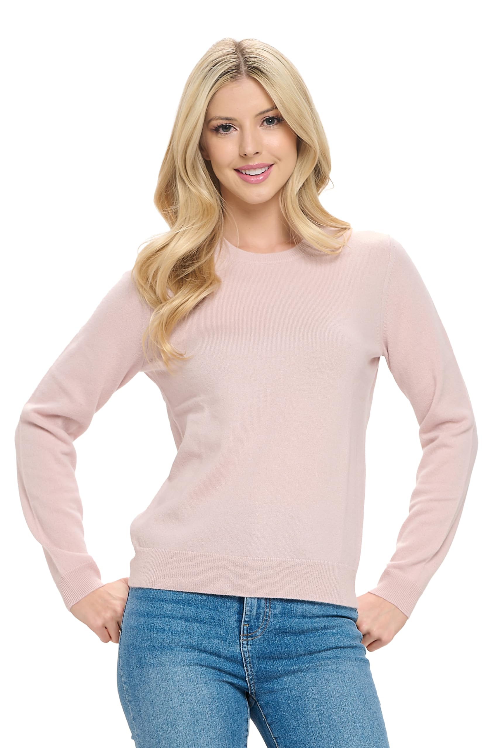 Womens 100 Cashmere Soft Long Sleeve Crew Neck Round Neck Sweater