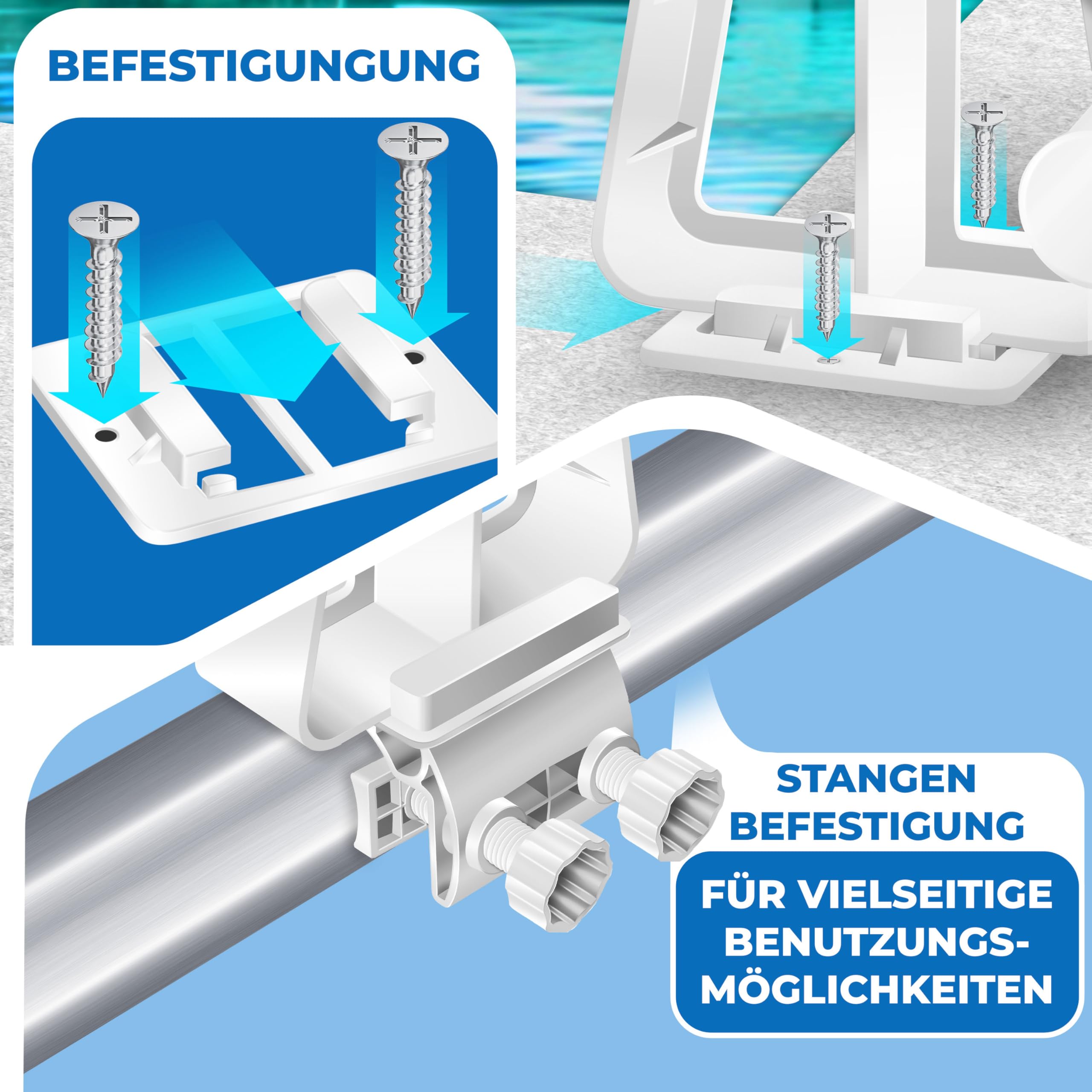 Afdekzeil Roller Met Clips KESSER® Pool Aufroller Premium Aufrollsystem 1, 05m - 6,15 M Für Inclusief Montageclips