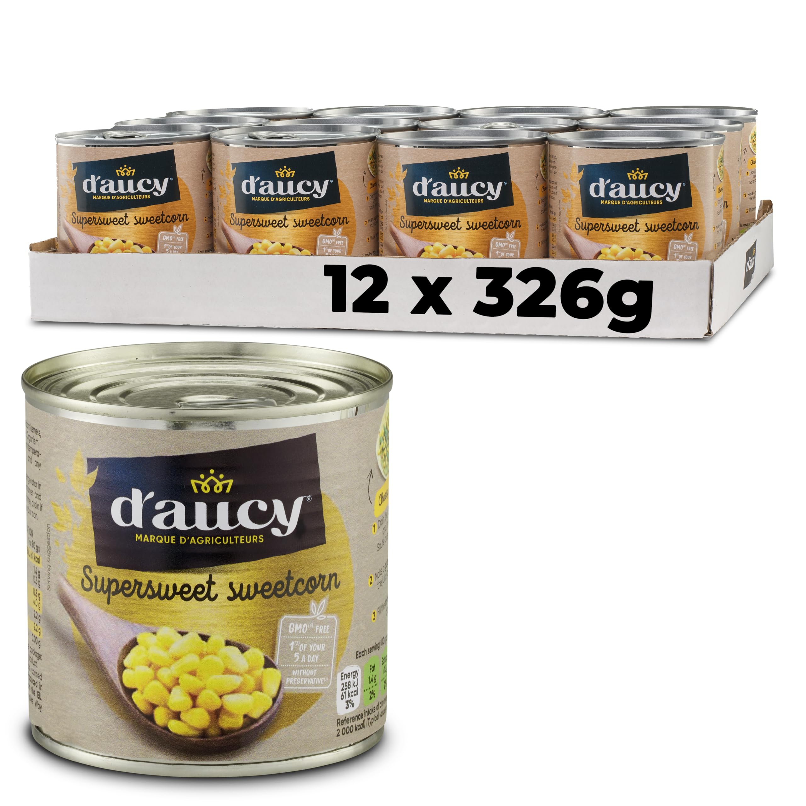 D'Aucy Sweetcorn 326 g (confezione da 12)