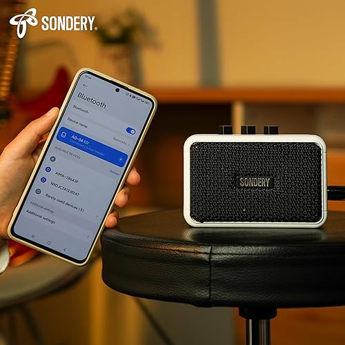 Miniatura 3 de Sondery Mini amplificador de guitarra para guitarras eléctricas 5W dos altavoces recargable portátil Pratice pequeño amplificador con efectos de