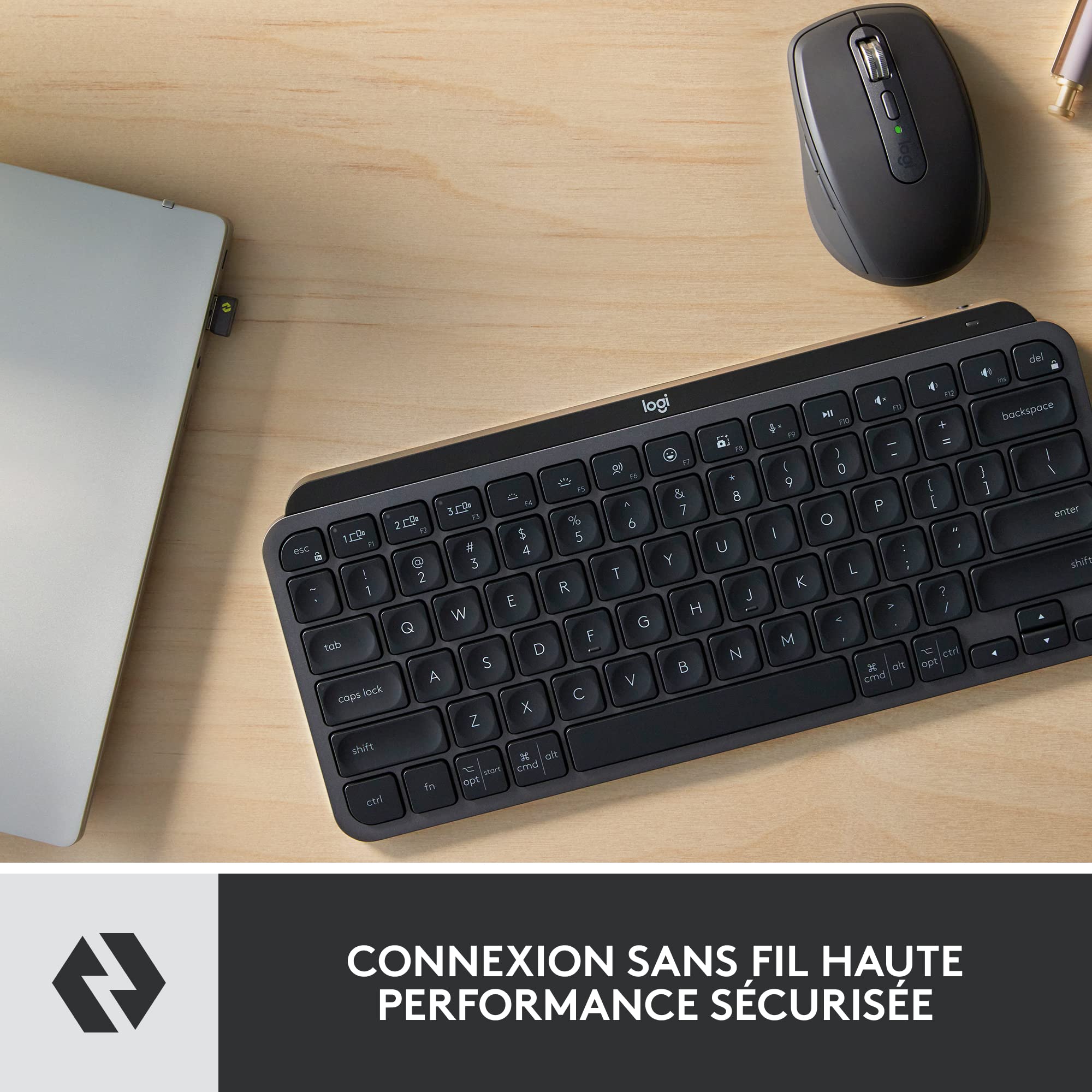 Logitech MX Keys Mini Combo for Business, Clavier et Souris sans Fil compacts, Technologie Logi Bolt, Bluetooth, certifié Windows/Mac/Chrome/Linux - Gris
