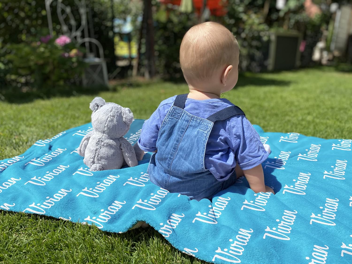 Yoke Style Personalized Baby Blankets with Names, Custom Baby Girls Blanket Initial Swaddle Blanket, Personalized Baby Boy Gifts for Newborn, Toddler on Baby Shower, Christmas, 40x50 inches