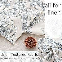 Vista 6 de Jinchan - Cenefa de lino de 18 pulgadas con medallón bordado damascado para cocina, cortinas pequeñas para ventanas de dos capas, cenefa para sala