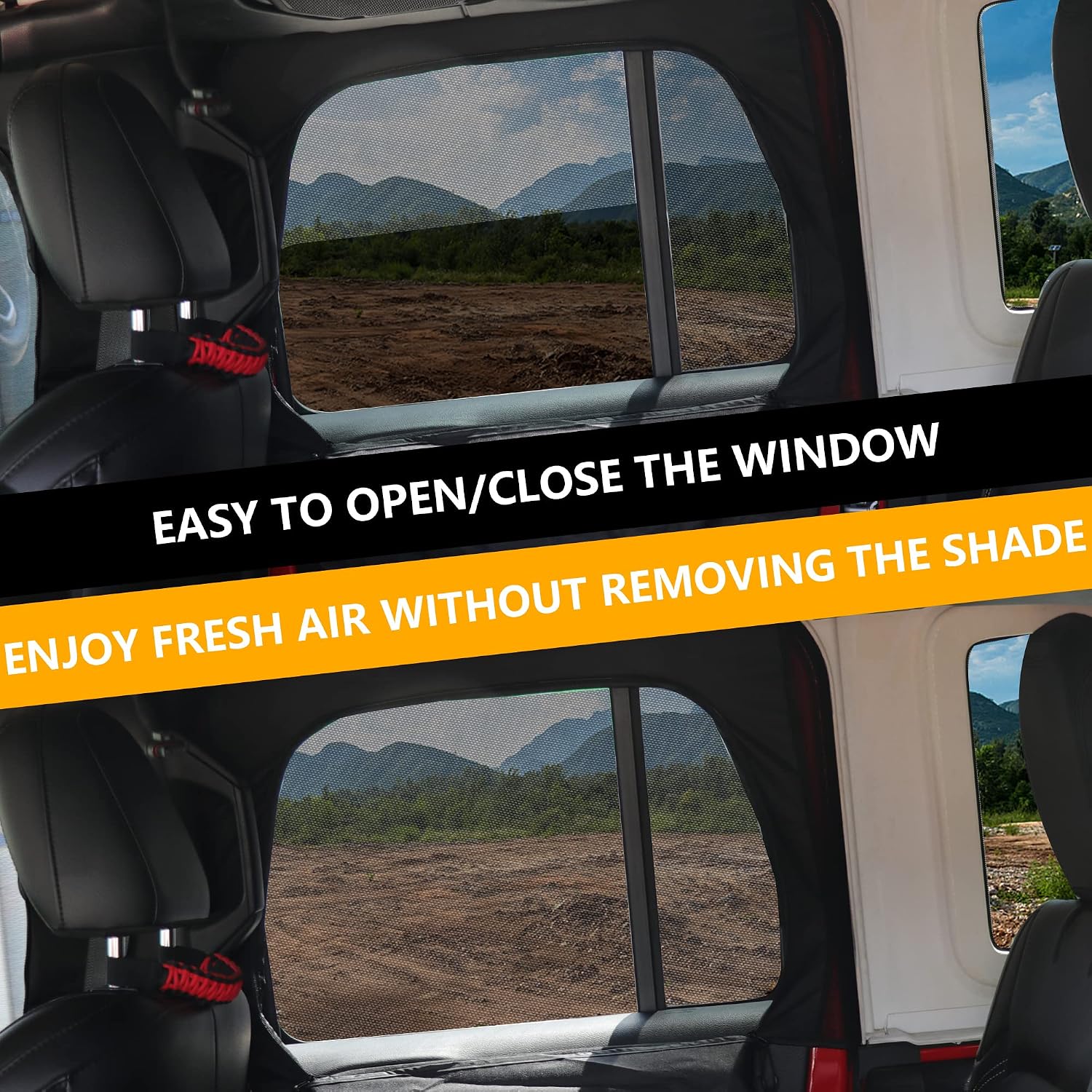 Rear Side Window Blackout Sun Shades Screen Curtains Compatible with 2007-2026 Jeep Wrangler JK JL 4 Door 4XE Gladiator JT Accessories Breathable Mesh Cover for Baby Pets UV/Privacy Protection