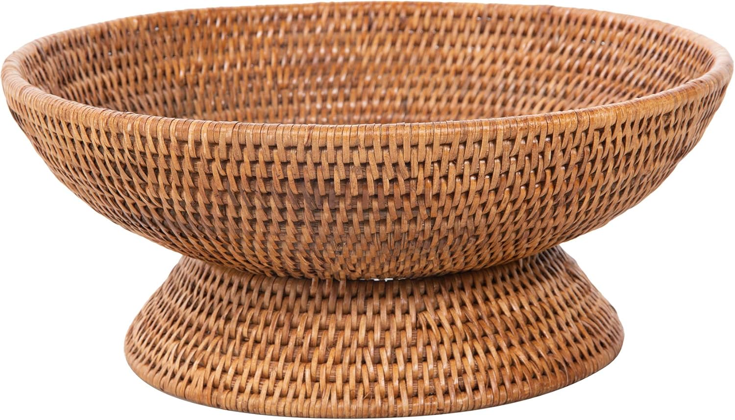 KOUBOO La Jolla Rattan Fruit Bowl, Woven Bowl for Kitchen Counter - Wicker Storage Basket | Decorative Serving Tray, Fruits, Home Décor, Honey-Brown, Large