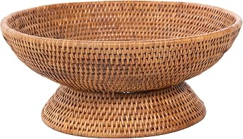 Kouboo La Jolla Rattan Fruit Bowl, Large Kitchen Counter Basket Honey-Brown